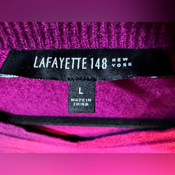 Lafayette 148 New York Deep Purple 100% Cashmere Sweater Size L - Picture 6 of 8